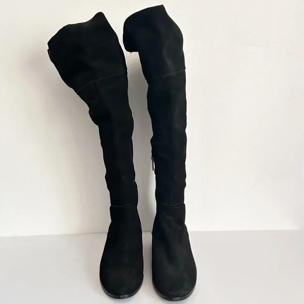 Vince Camuto Kreesell Knee High Suede Boots Black Size 8.5 - Picture 2 of 8